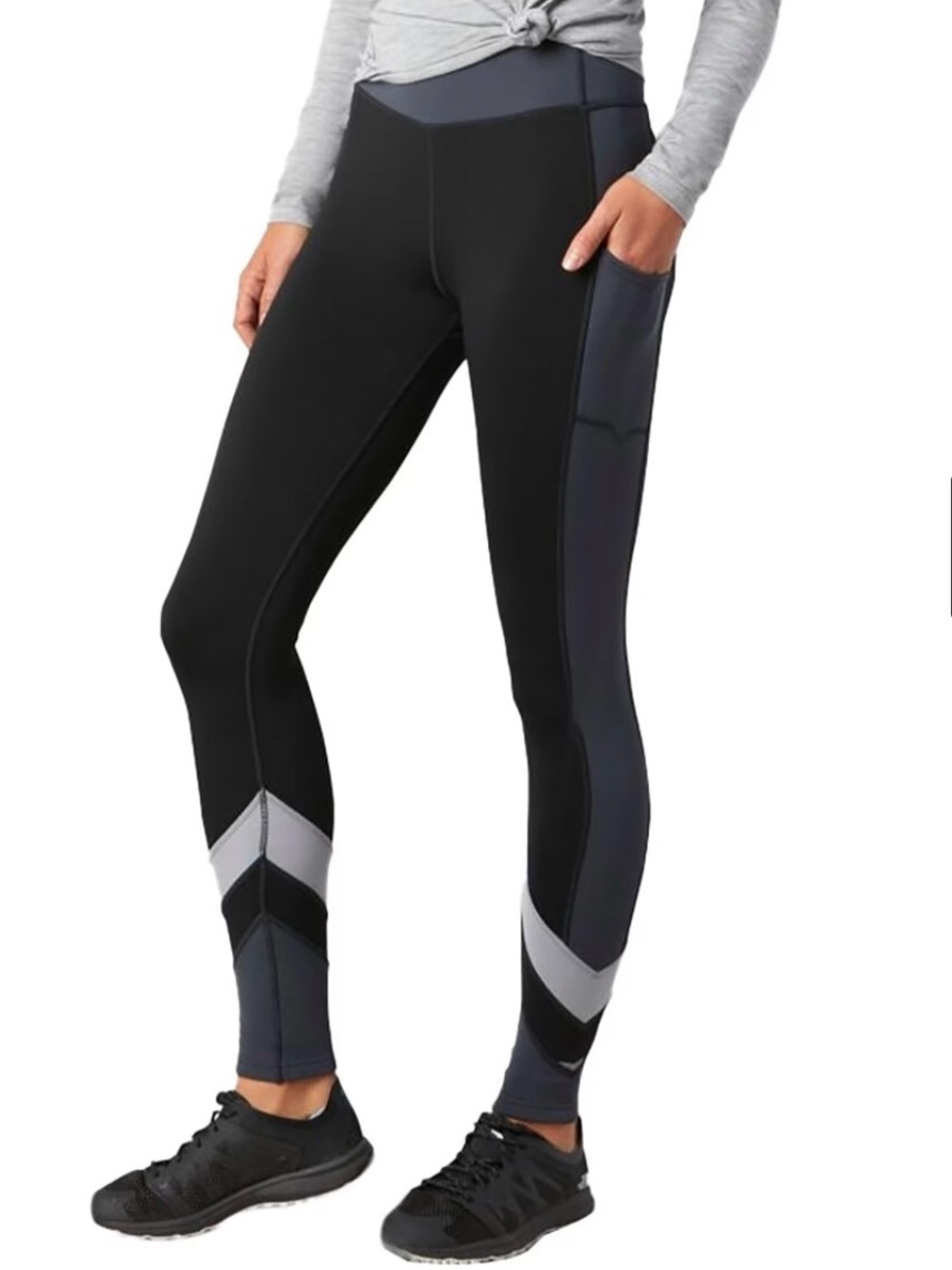 Smartwool Colorblock Pocket Leggings - Black & Charcoal